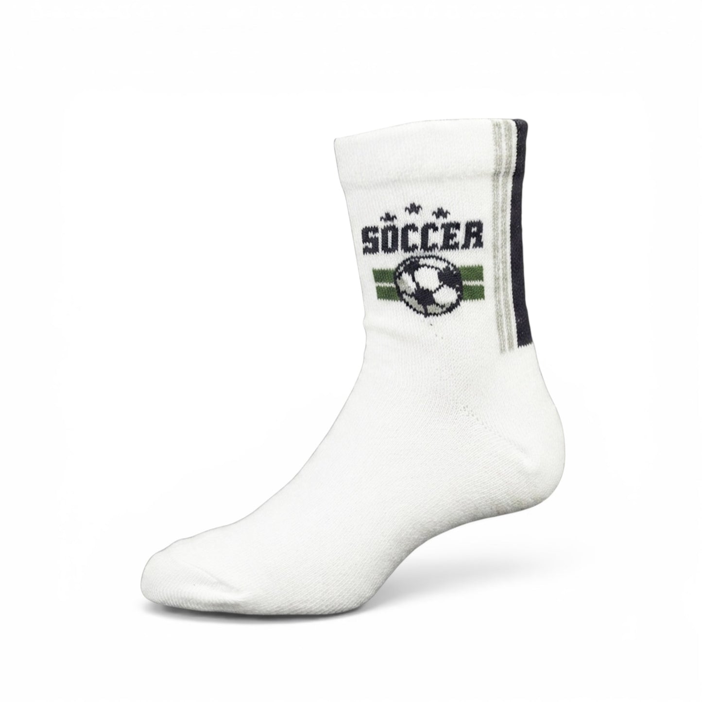 SOCCER THEMED WHITE ANKLE BOY SOCKS