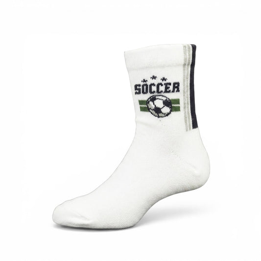 SOCCER THEMED WHITE ANKLE BOY SOCKS