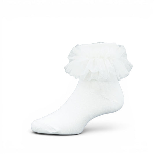WHITE RUFFLE GIRL SOCKS PK-2