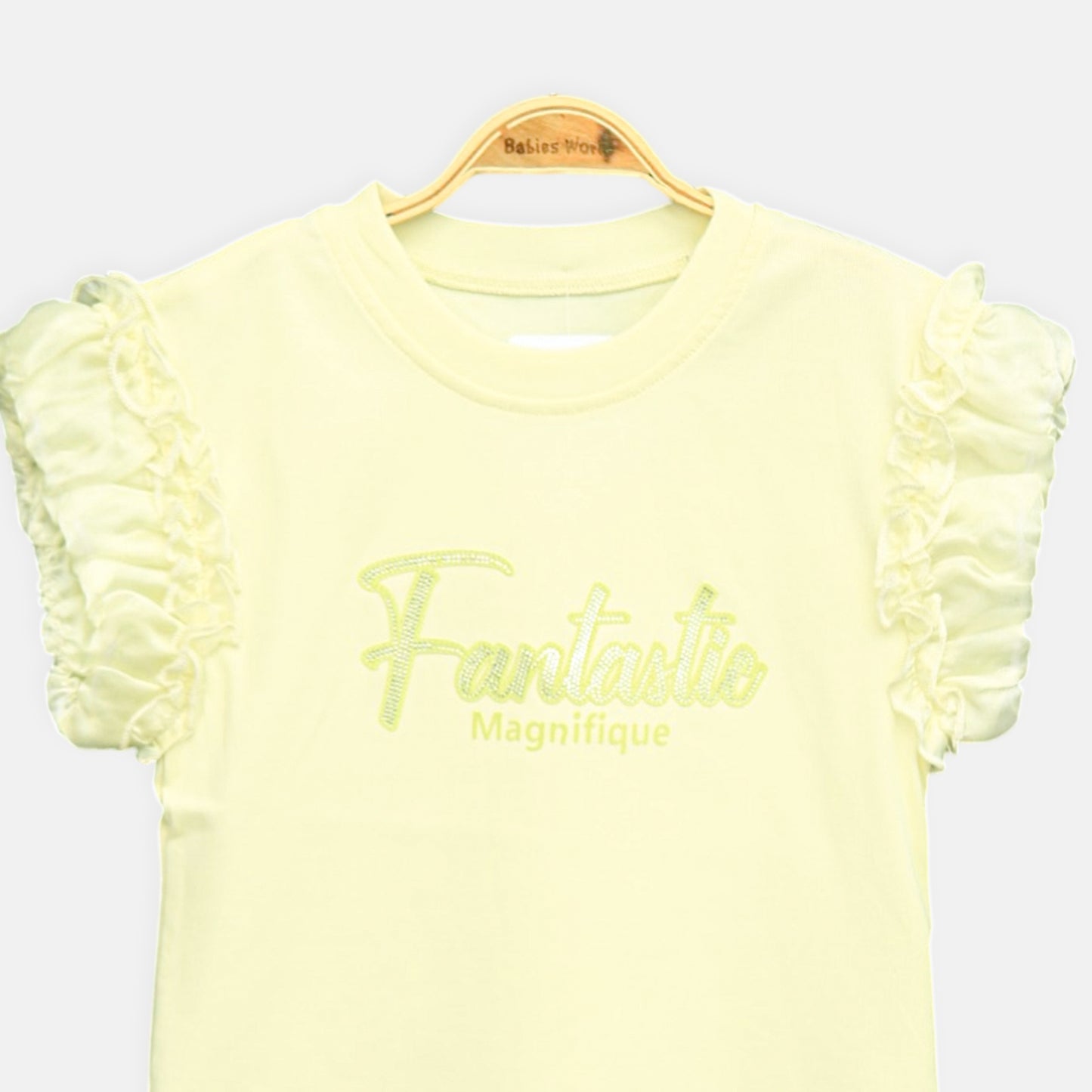 Magnifique Ruffle Sleeve Tee Yellow