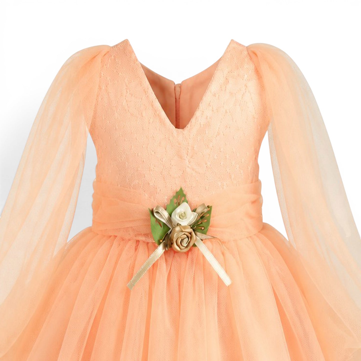 PEACH ROSE BABY GIRL FANCY FROCK GIFT SET