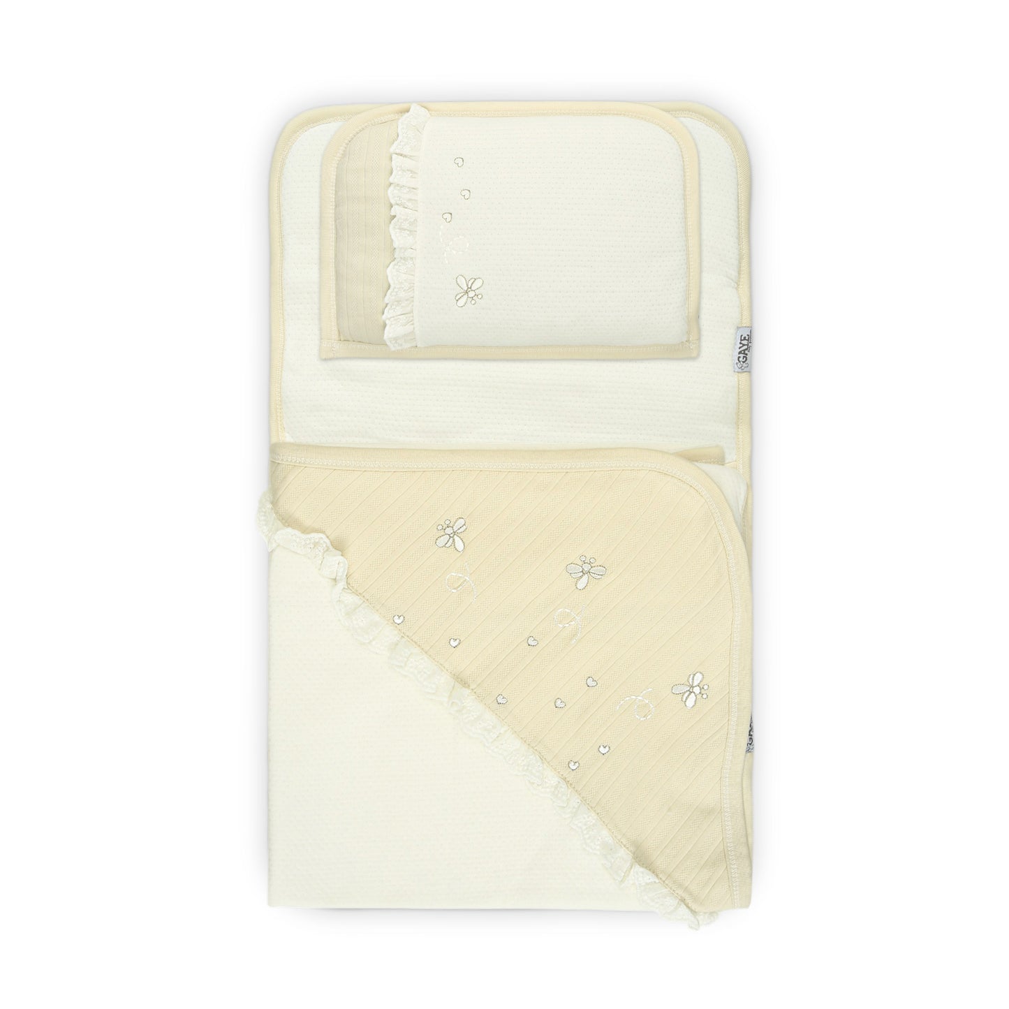 PREMIUM WHITE AND BEIGE BUTTERFLY SLEEPING SET