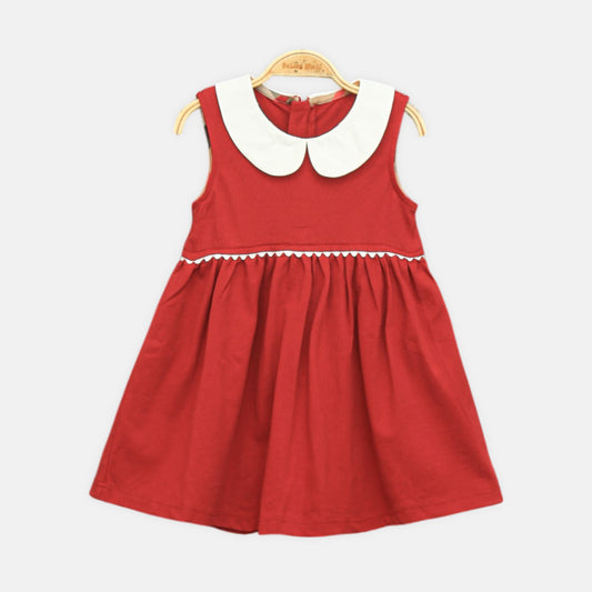 Red Peter Pan Collar Frock