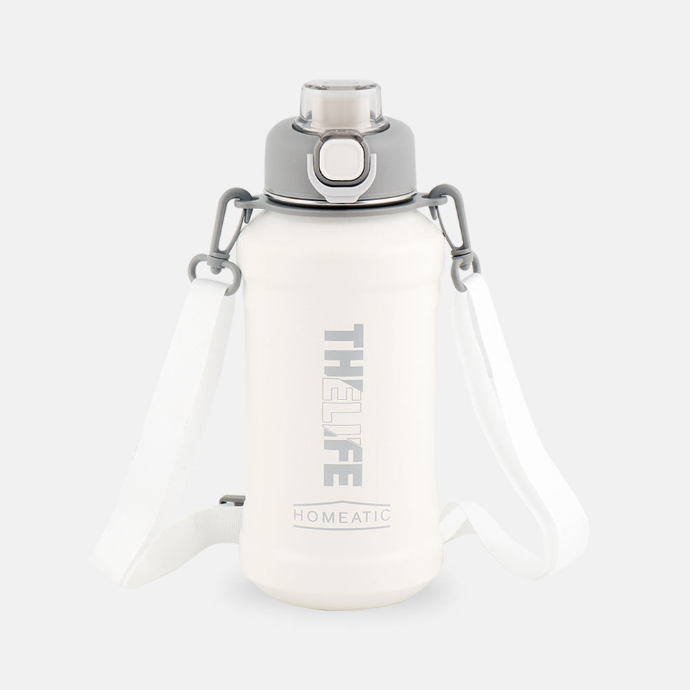 HOMEATIC STEEL WATER BOTTLE 1000 ML WHITE SPORTS