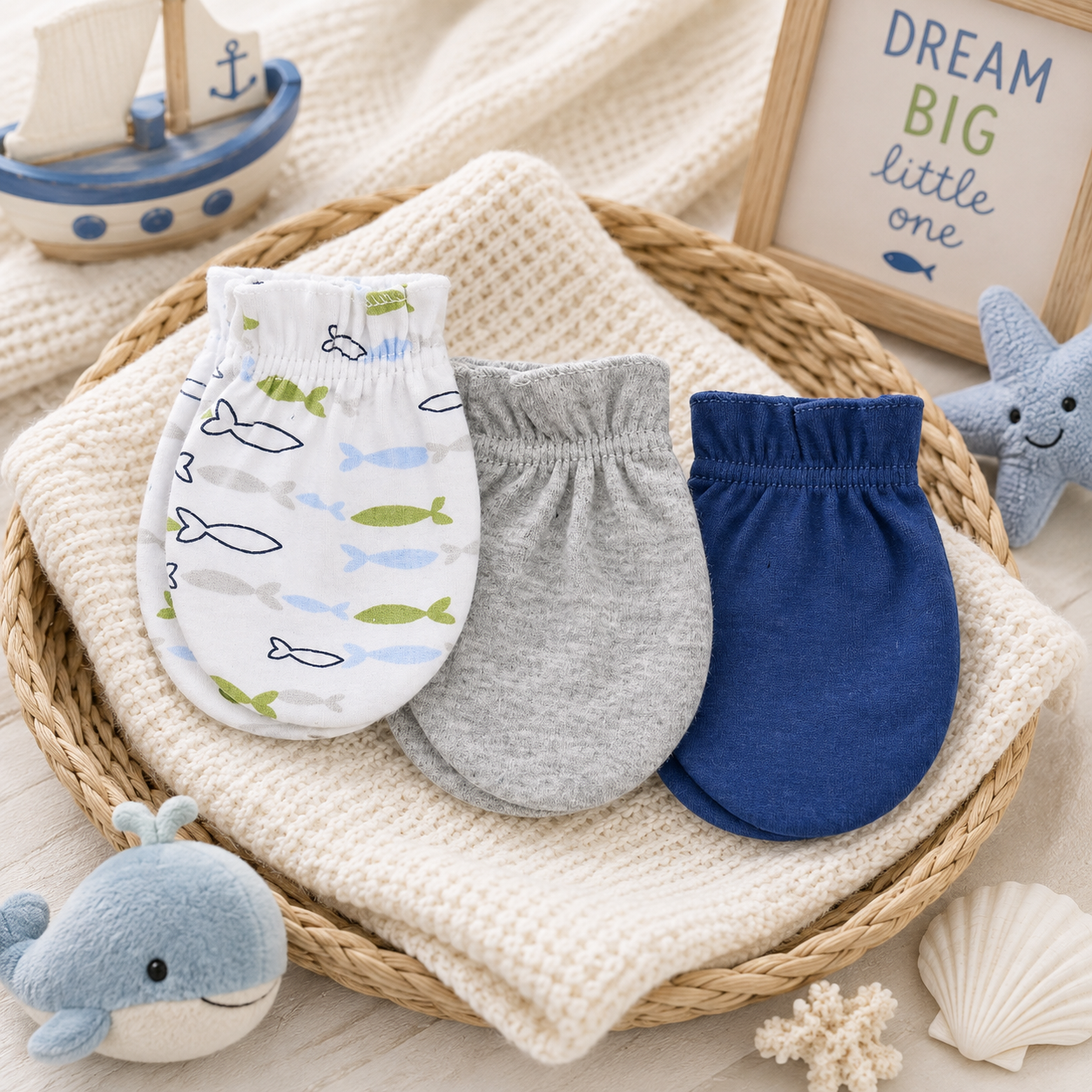 BEBE FAVOUR MIXED PATTERN MITTENS PK-3