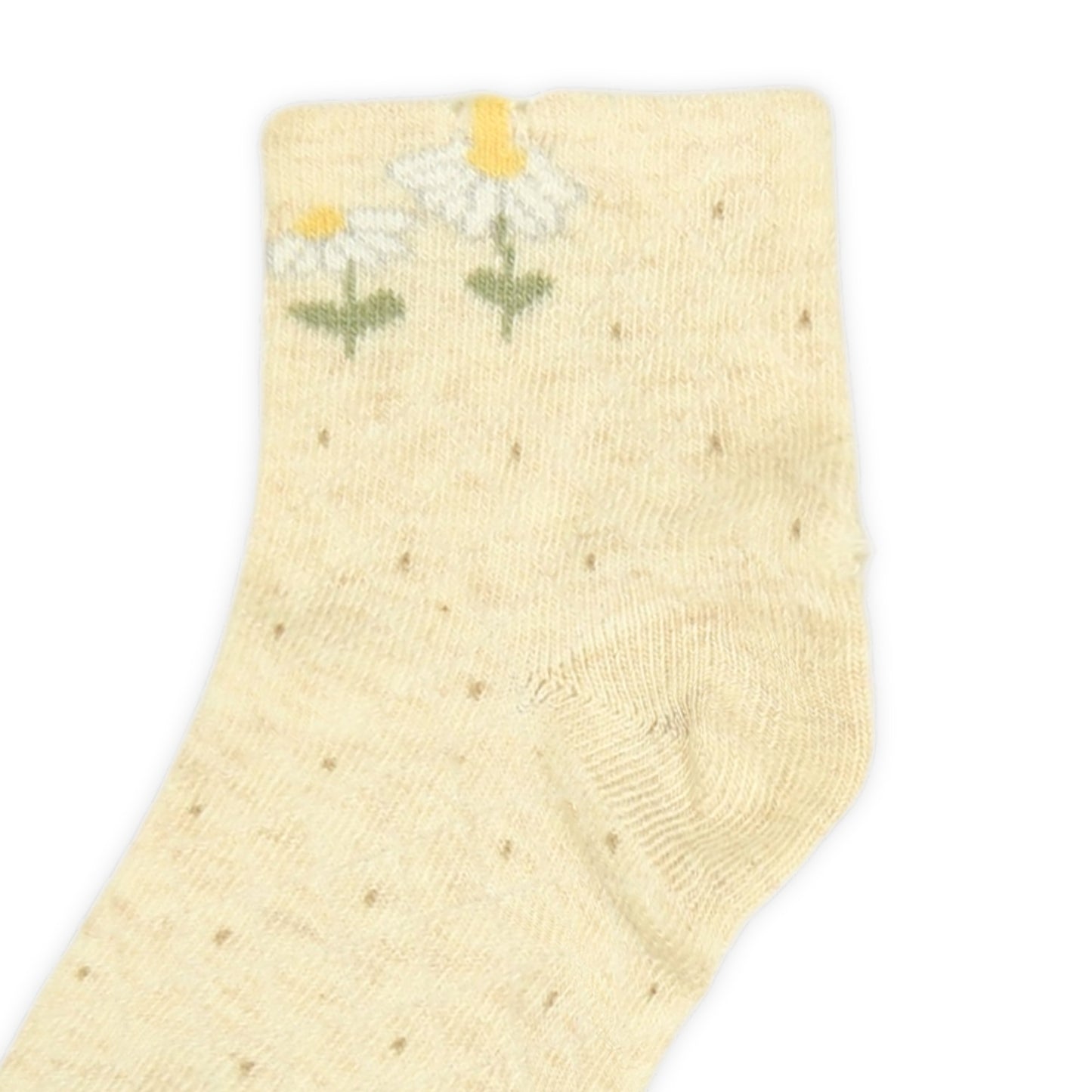 BEIGE POLKA DOT AND FLORAL GIRL SOCKS