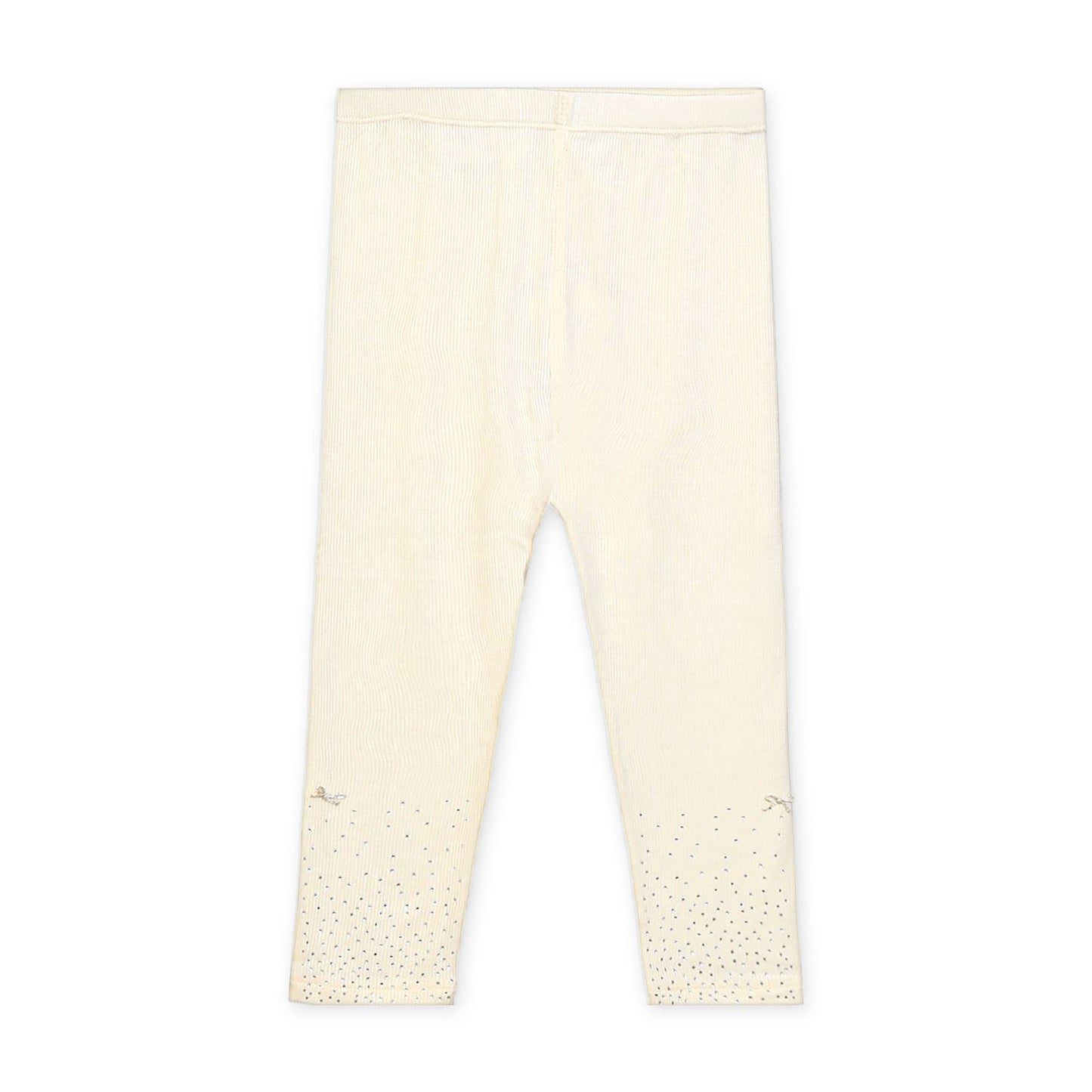 CREAM STUDDED RIBBED TROUSERS