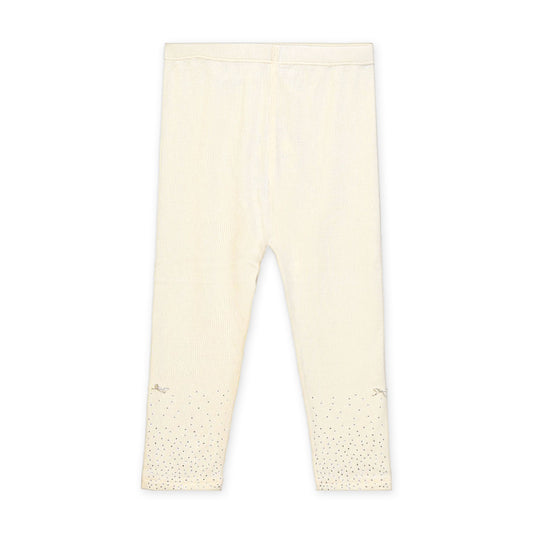 CREAM STUDDED RIBBED TROUSERS