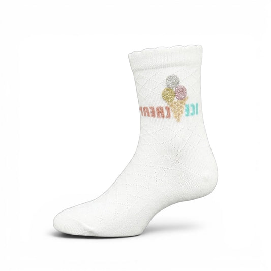 WHITE "ICE CREAM" SOCK GIRL SOCKS PK-2