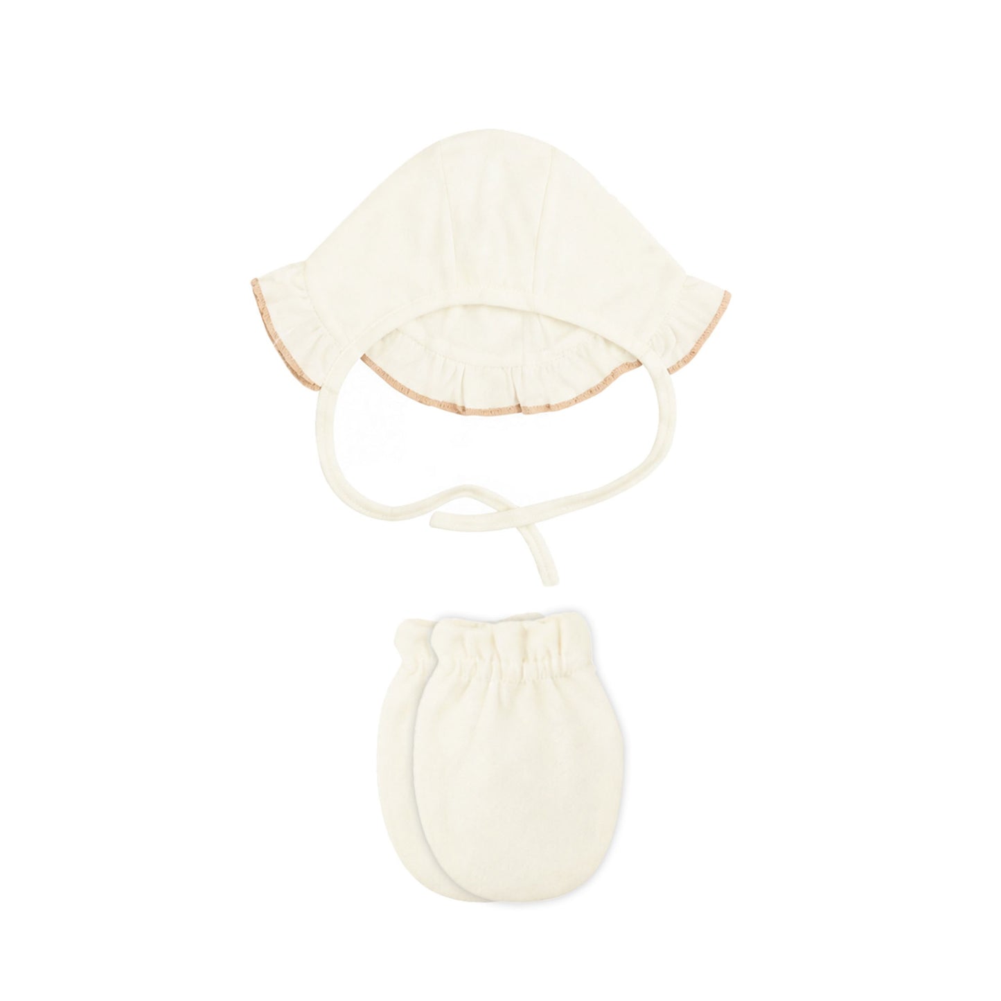 CREAM AND BROWN RUFFLED COLLAR BABY GIRL GIFT SET