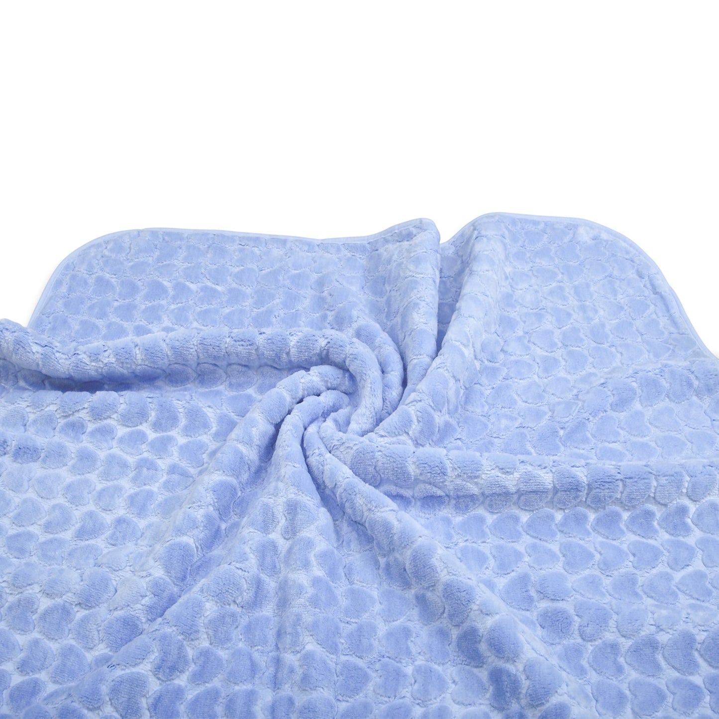 LIGHT BLUE HEART EMBOSSED BLANKET