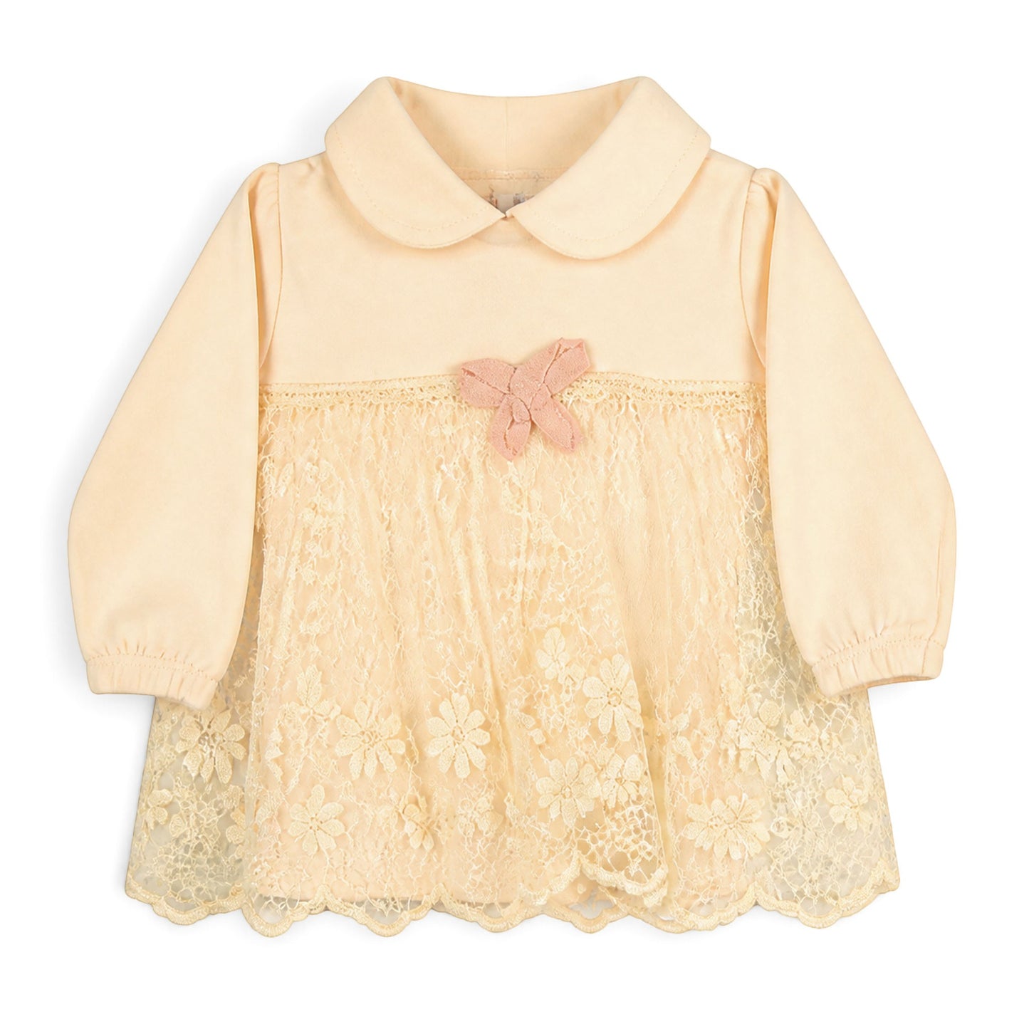 PEACH LACE COLLARED DRESS BABY GIRL GIFT SET