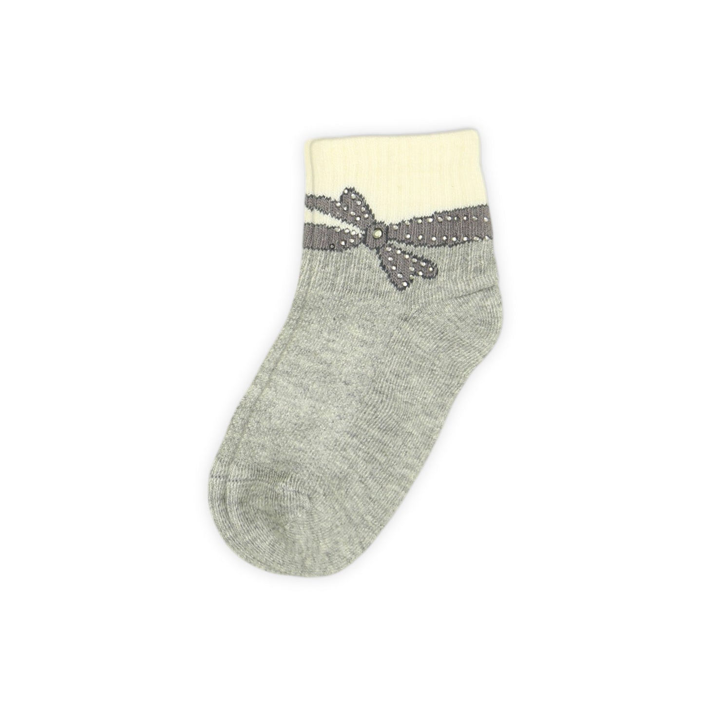 GREY AND WHITE BOW GIRL SOCKS