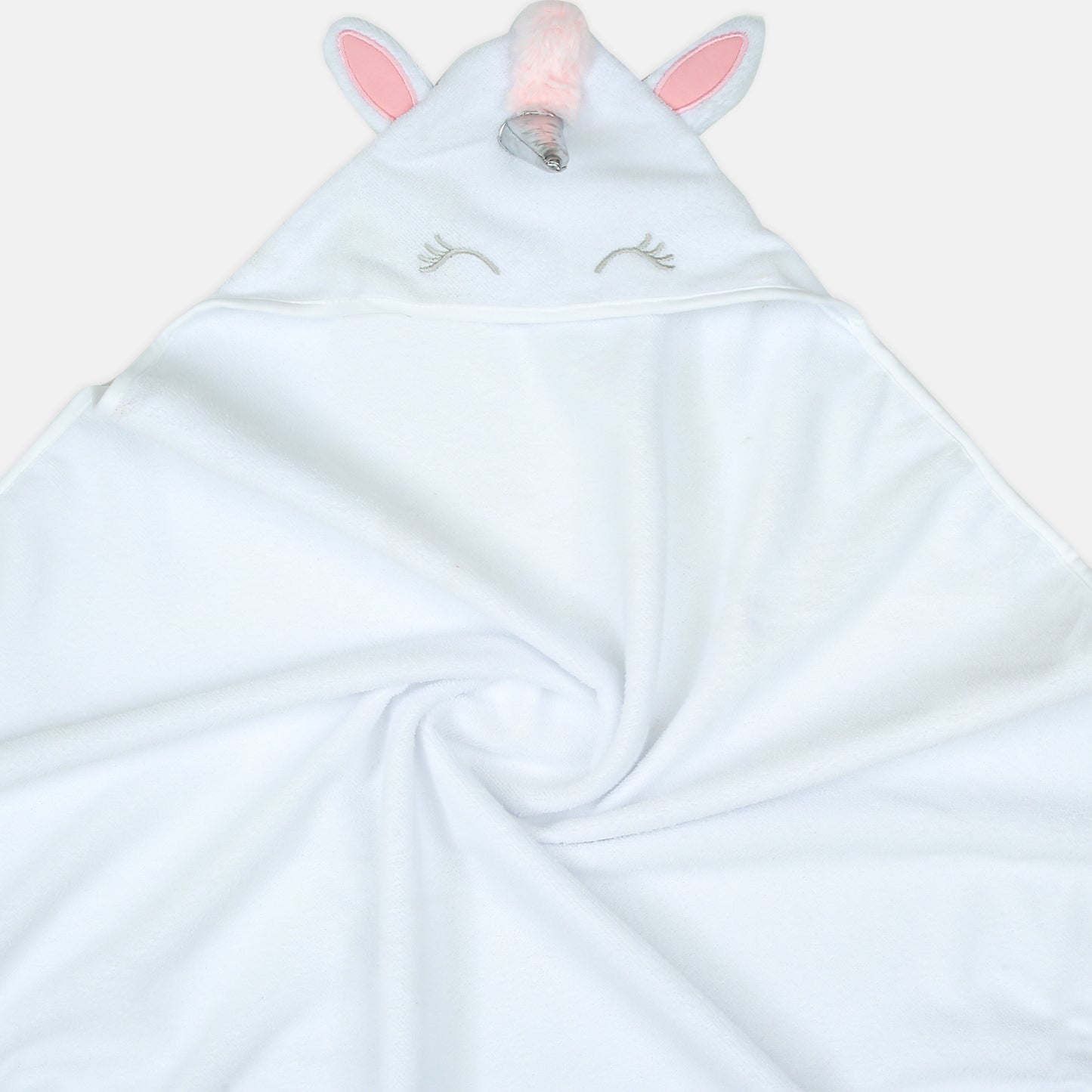 BATH TOWEL & 3 FACE TOWELS WHITE LITTLE PONY HOODED