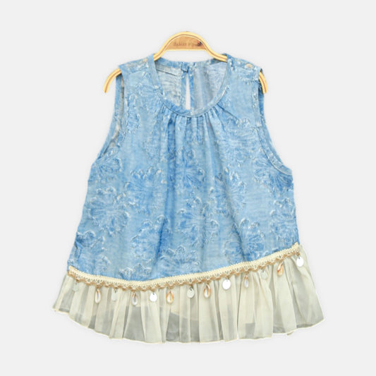 Blue Ruffle Top