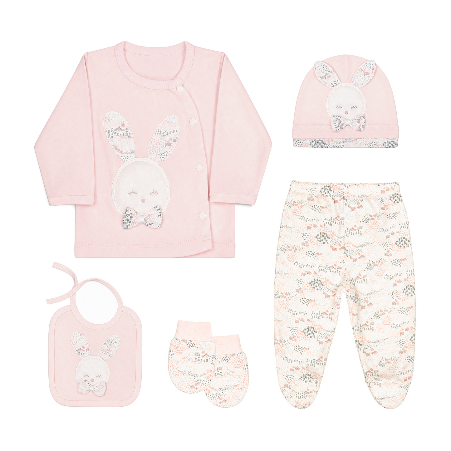 PINK SCENIC PRINT BUNNY BABY GIRL GIFT SET