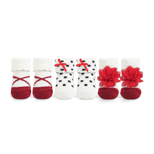 BABY DECORATIVE FLOWER & DOT  BOOTIES PK-3