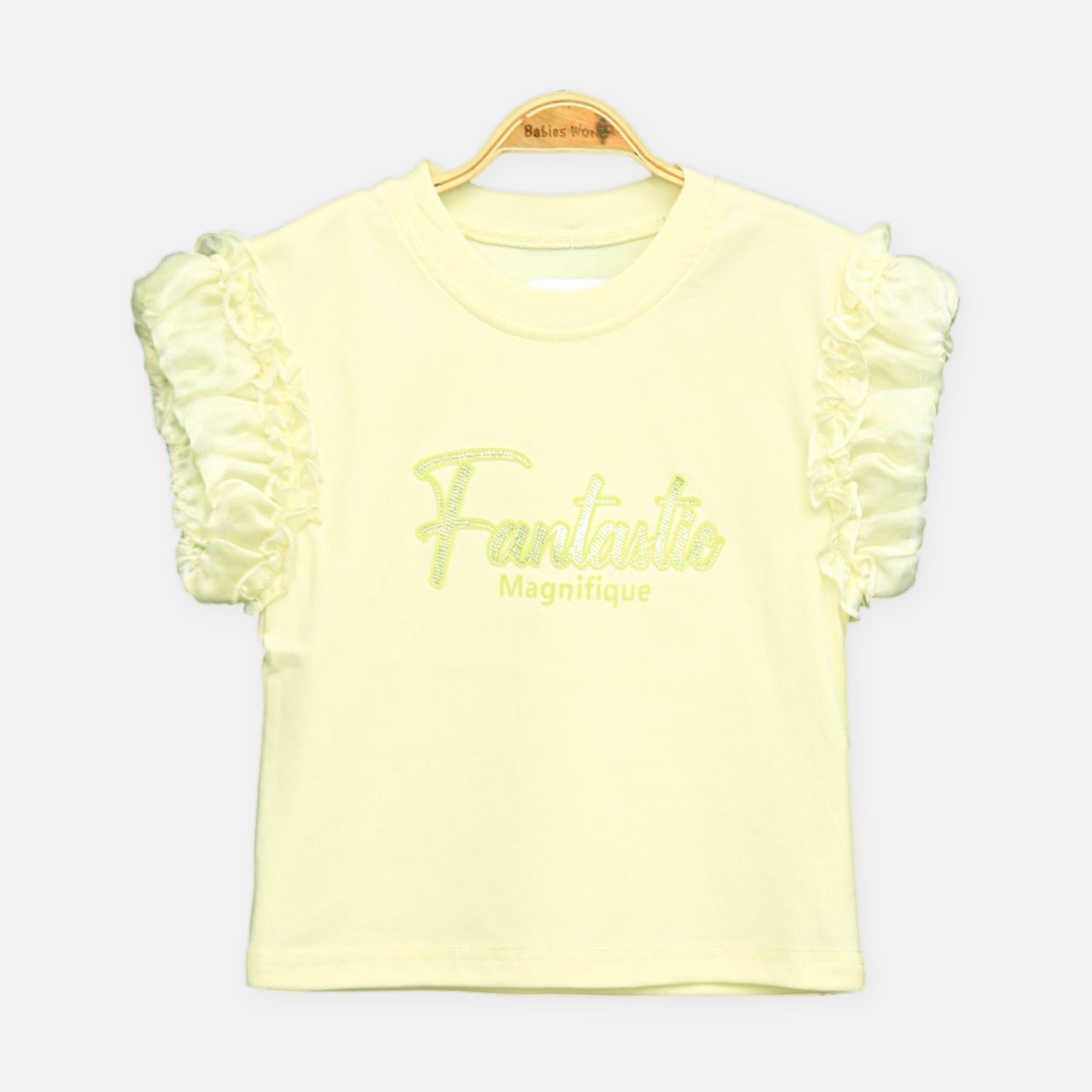 Magnifique Ruffle Sleeve Tee Yellow