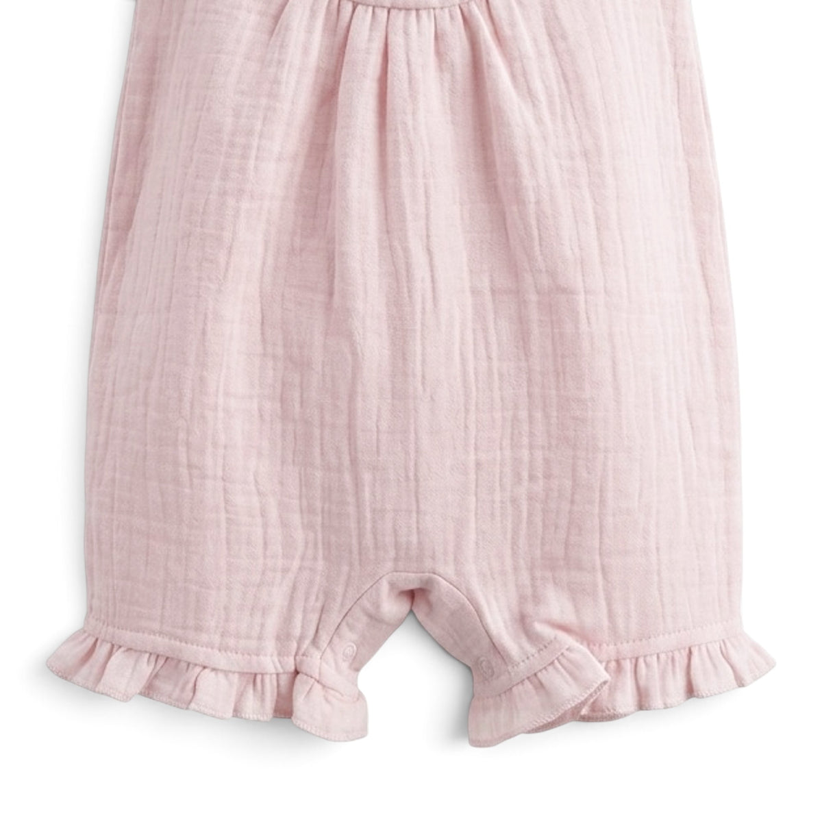 PEACH MUSLIN RUFFLE GIRL ROMPER