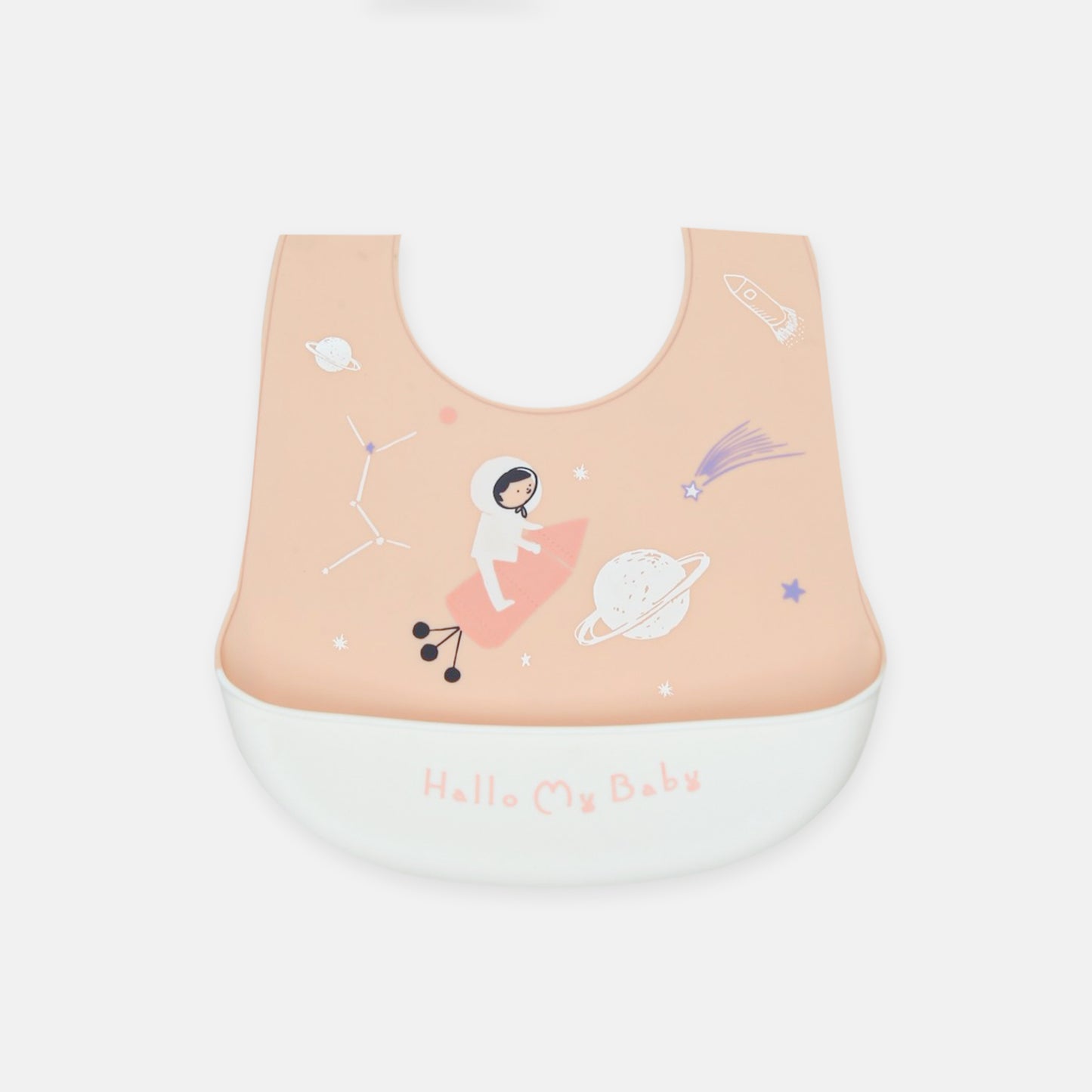 Peach Space Adventure Silicone Bib