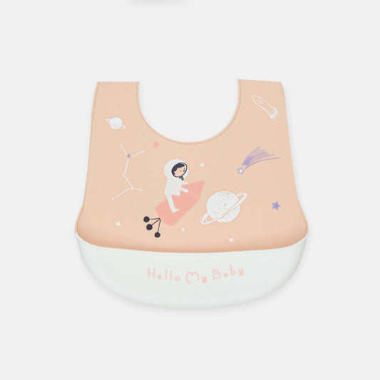 Peach Space Adventure Silicone Bib