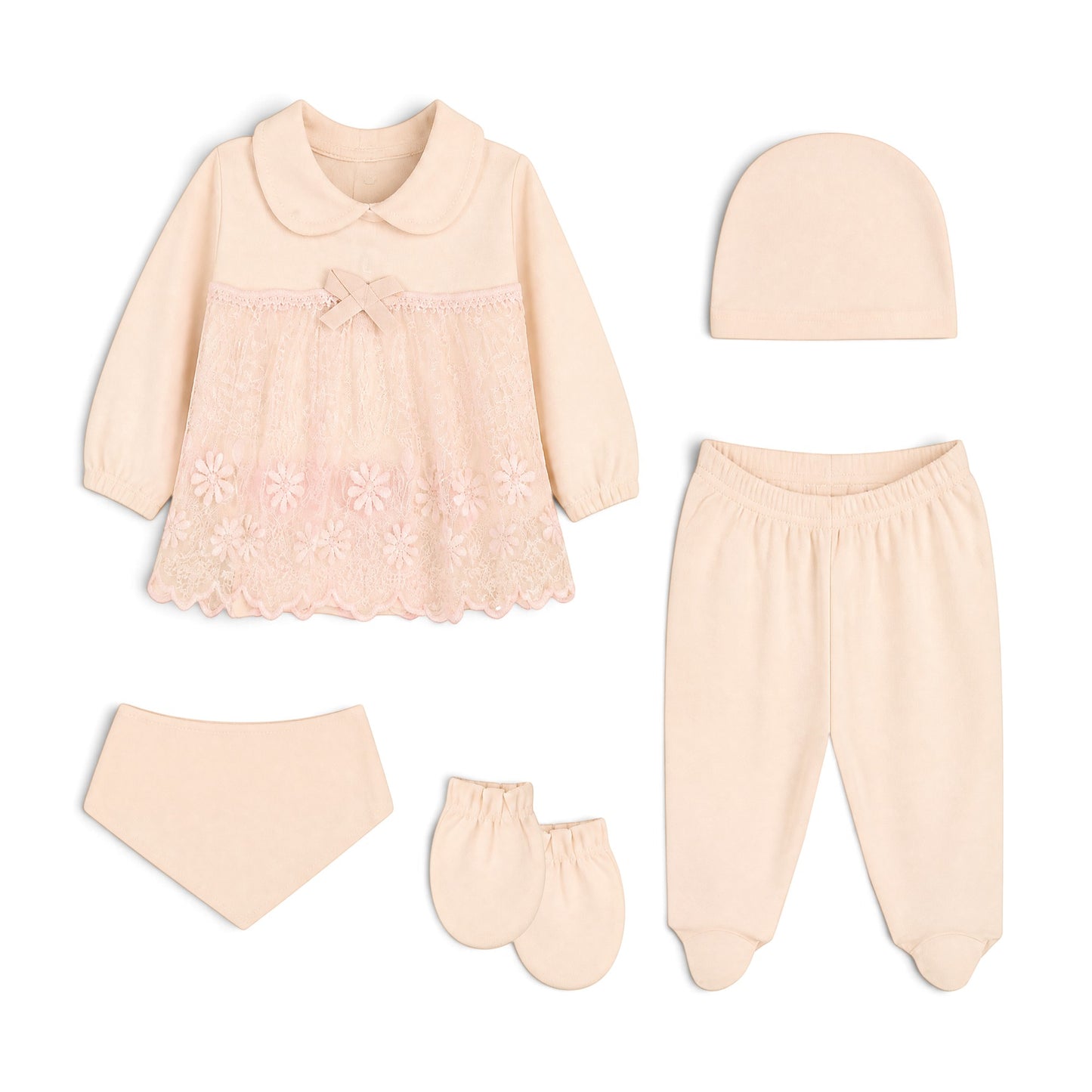 PINK LACE COLLARED DRESS BABY GIRL GIFT SET