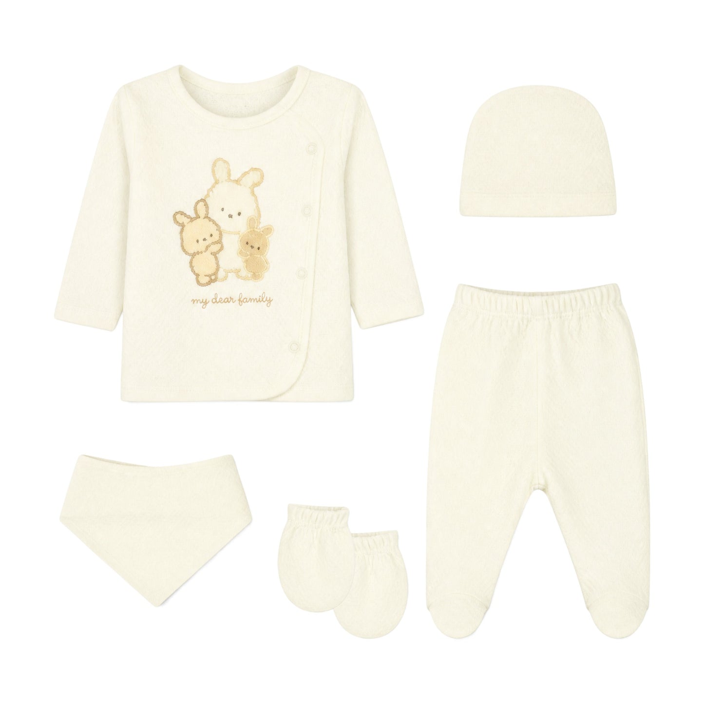 CREAM "MY DEAR FAMILY" BUNNY BABY BOY GIFT SET