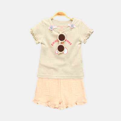 Dragon Fruit Peach 3-Piece Suit Set With Sunglasses