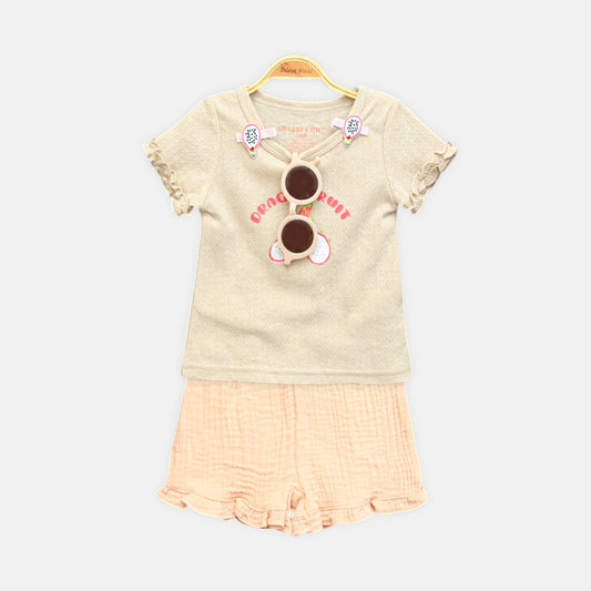 Dragon Fruit Peach 3-Piece Suit Set With Sunglasses