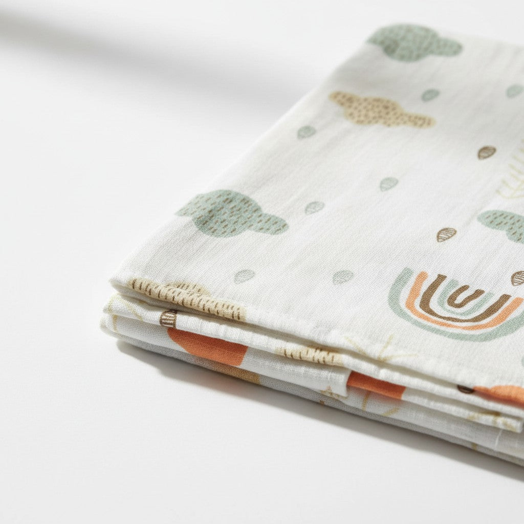 MUSLIN WRAPPING SHEET - PASTEL CLOUDS & DROPLETS