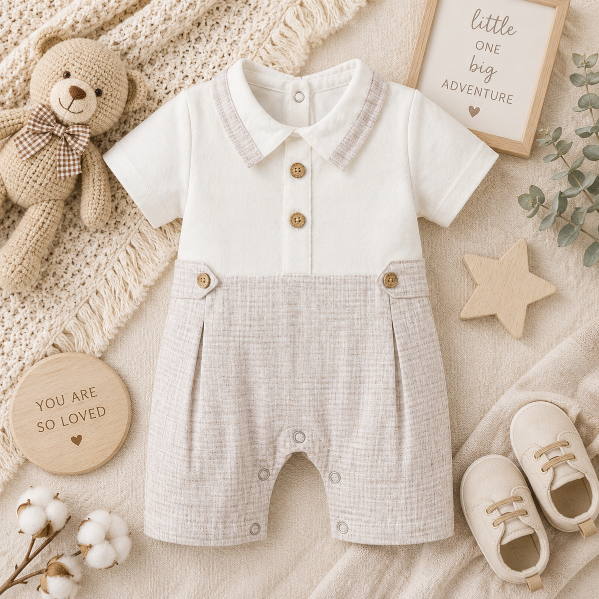 BABY BOY COLLARED ROMPER
