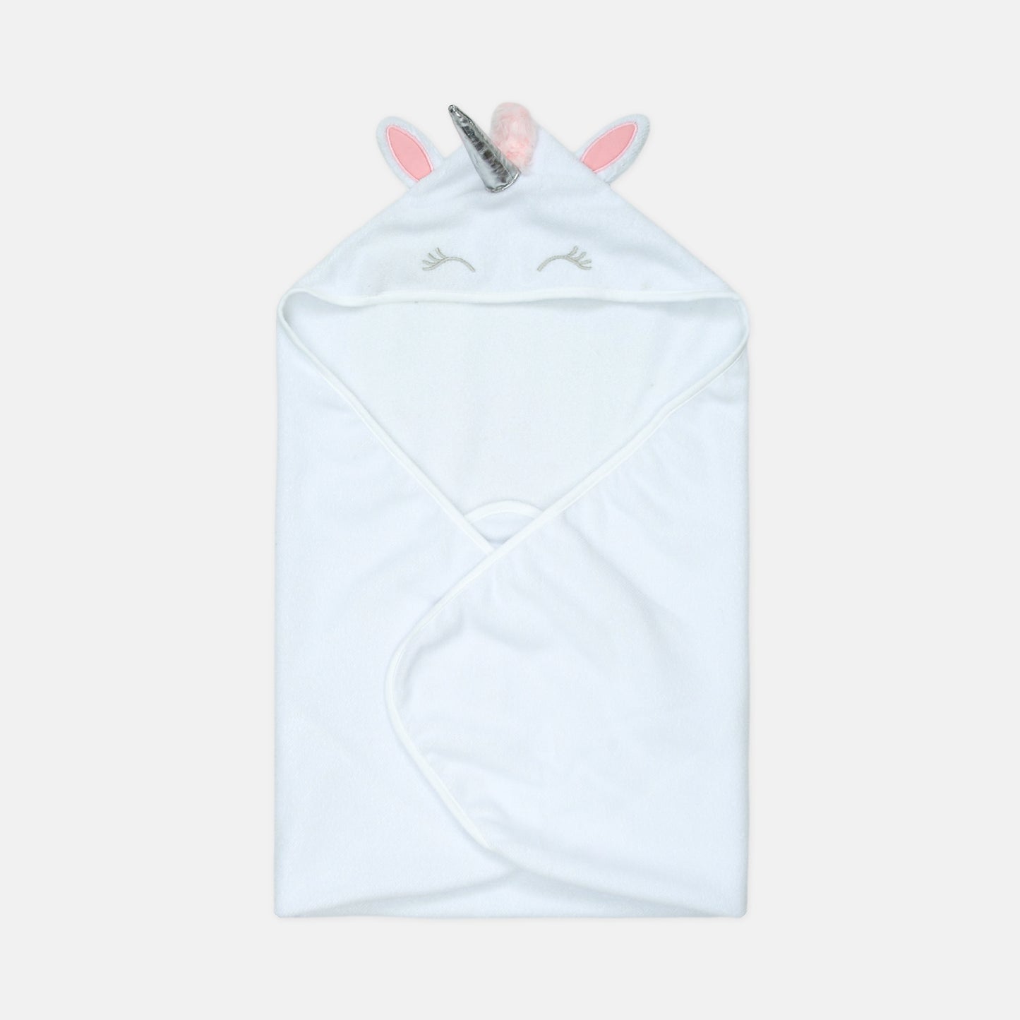 BATH TOWEL & 3 FACE TOWELS WHITE LITTLE PONY HOODED