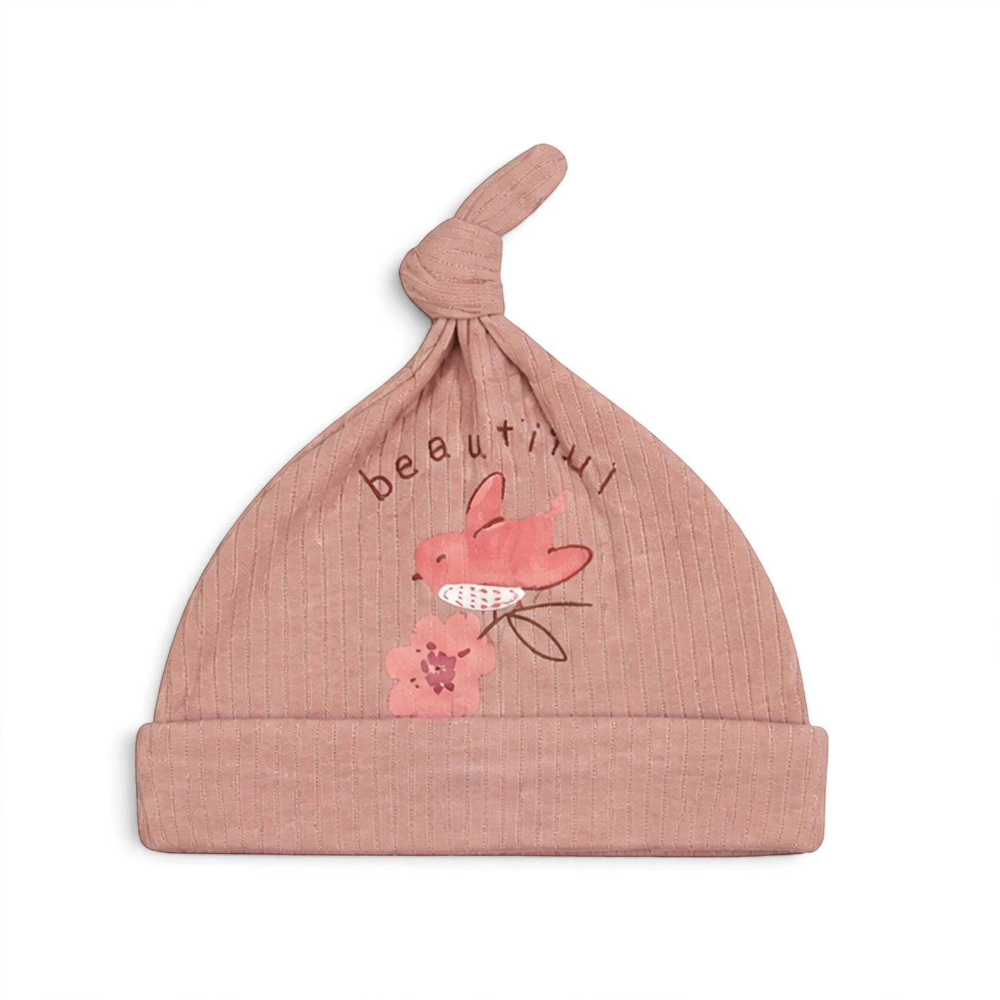 KNOTTED FLORAL BABY CAPS PK-3