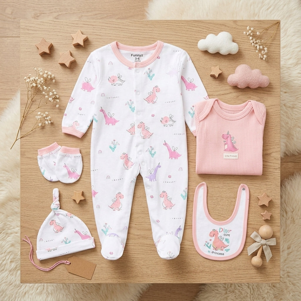 FUNNYZ DINO PRINCESS LAYETTE SET GIRLS