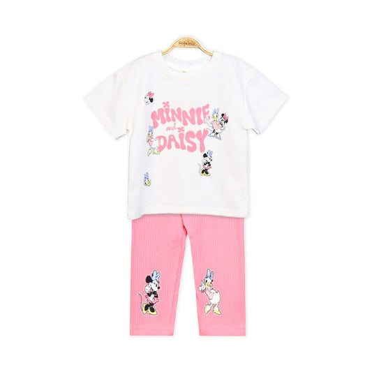 MINNIE AND DAISY PINK RIBBED SUIT