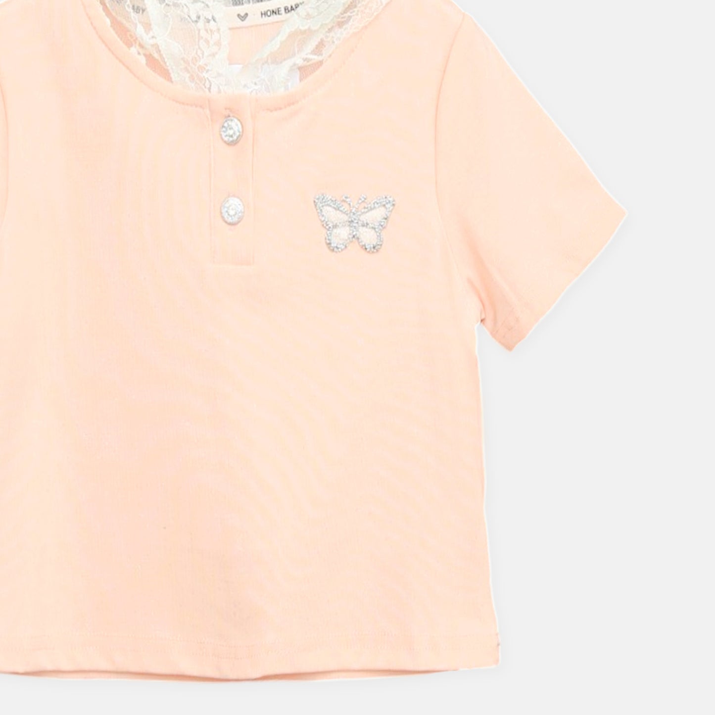 Peach Lace Collar Polo