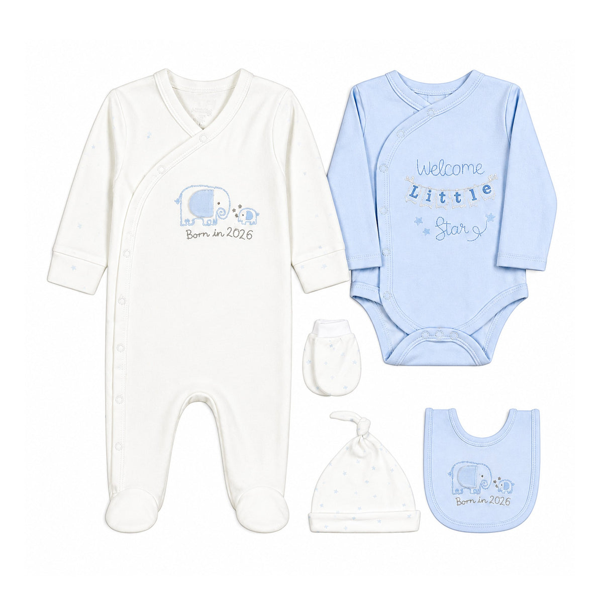 BLUE & WHITE LAYETTE SET BOYS