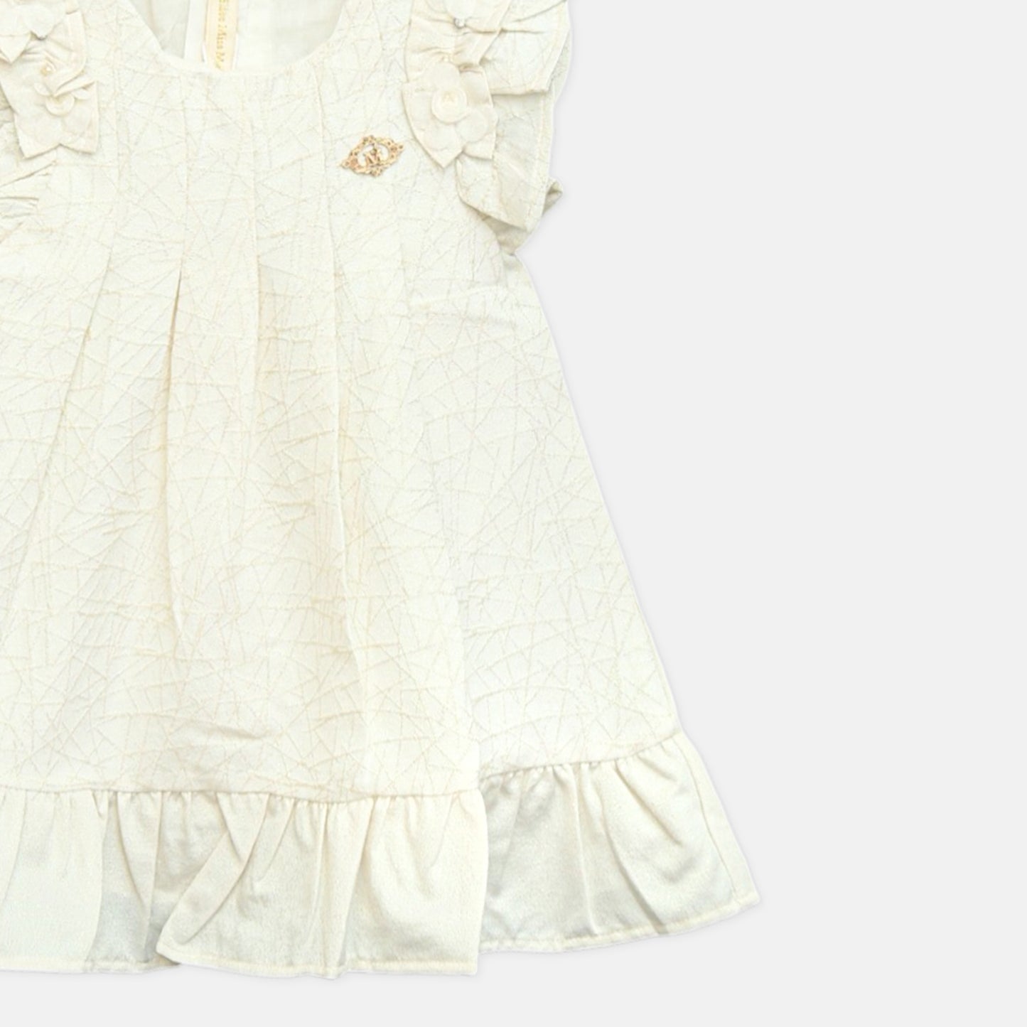 Off-White Floral Appliqué Frock