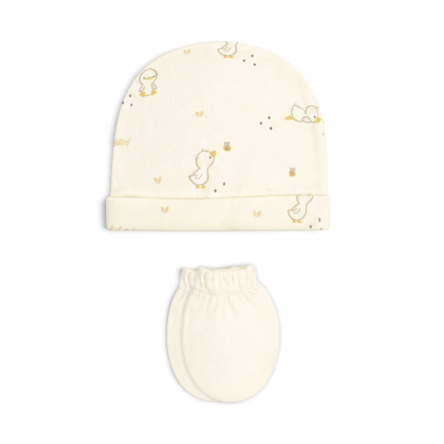 CREAM AND YELLOW DUCK PRINT BABY BOY GIFT SET