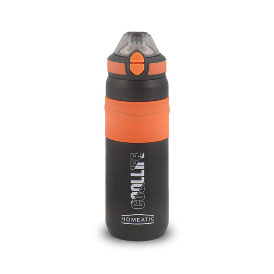 HOMEATIC STEEL WATER BOTTLE 650 ML BLACK SPORTS
