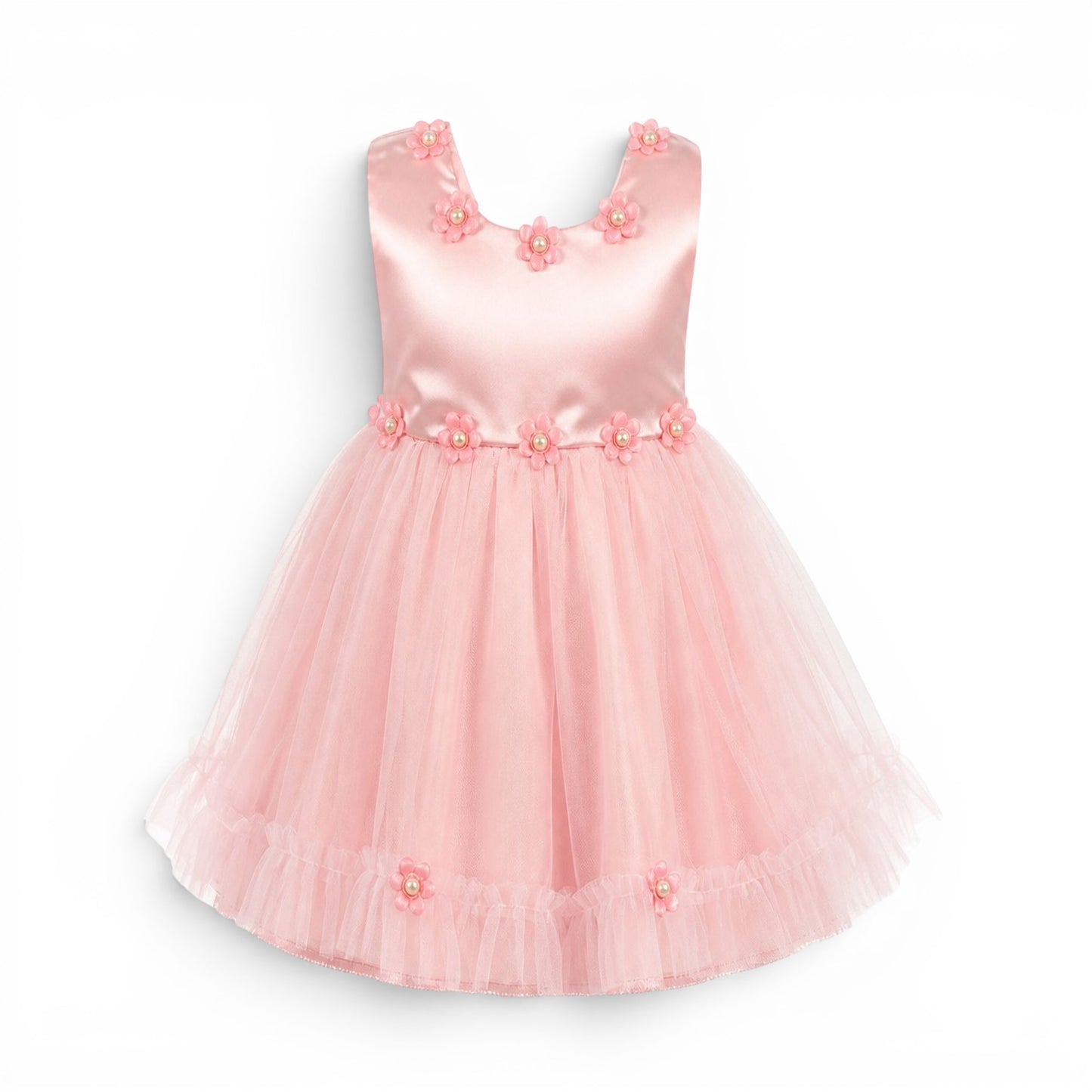 PINK FLORAL BABY GIRL FANCY FROCK GIFT SET