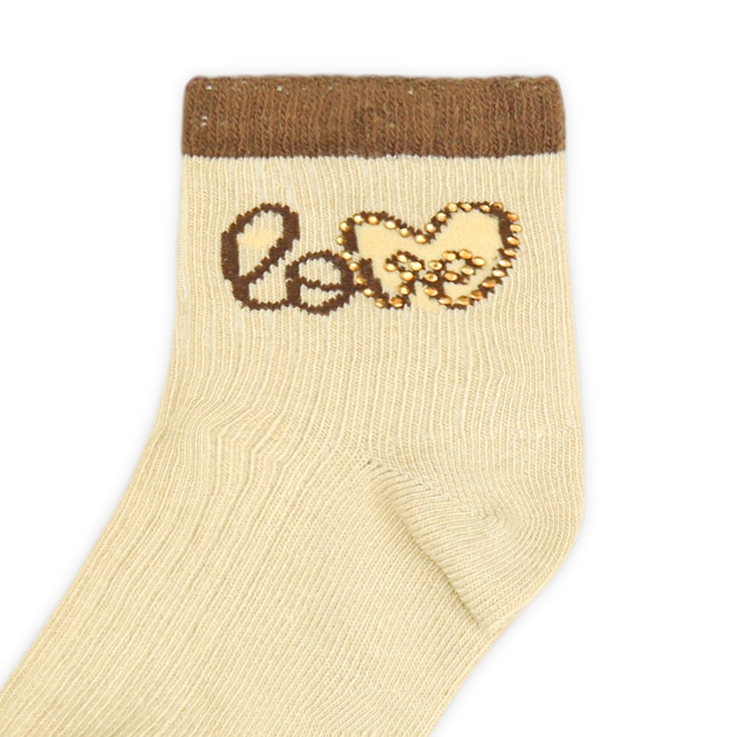 BEIGE "LOVE" PRINTED GIRL SOCKS
