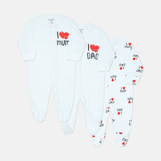 I Love Mom & Dad Sleepsuits Pk-3