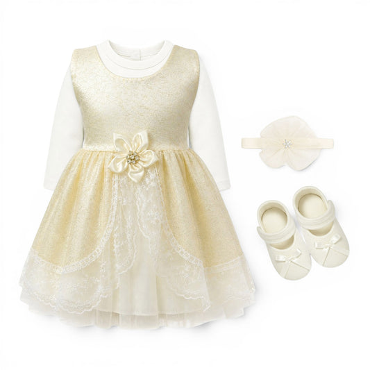 FLORAL BABY GIRL FANCY FROCK GIFT SET