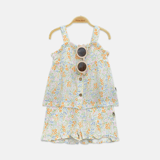 3-Piece Floral Muslin Set With Sunglasses