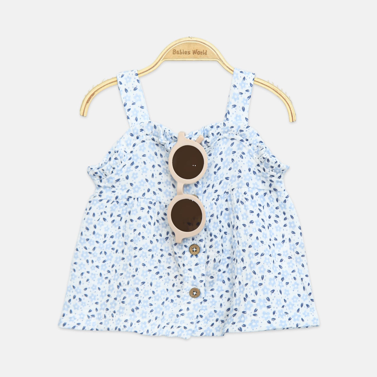 3-Piece Floral Muslin Set With Sunglasses