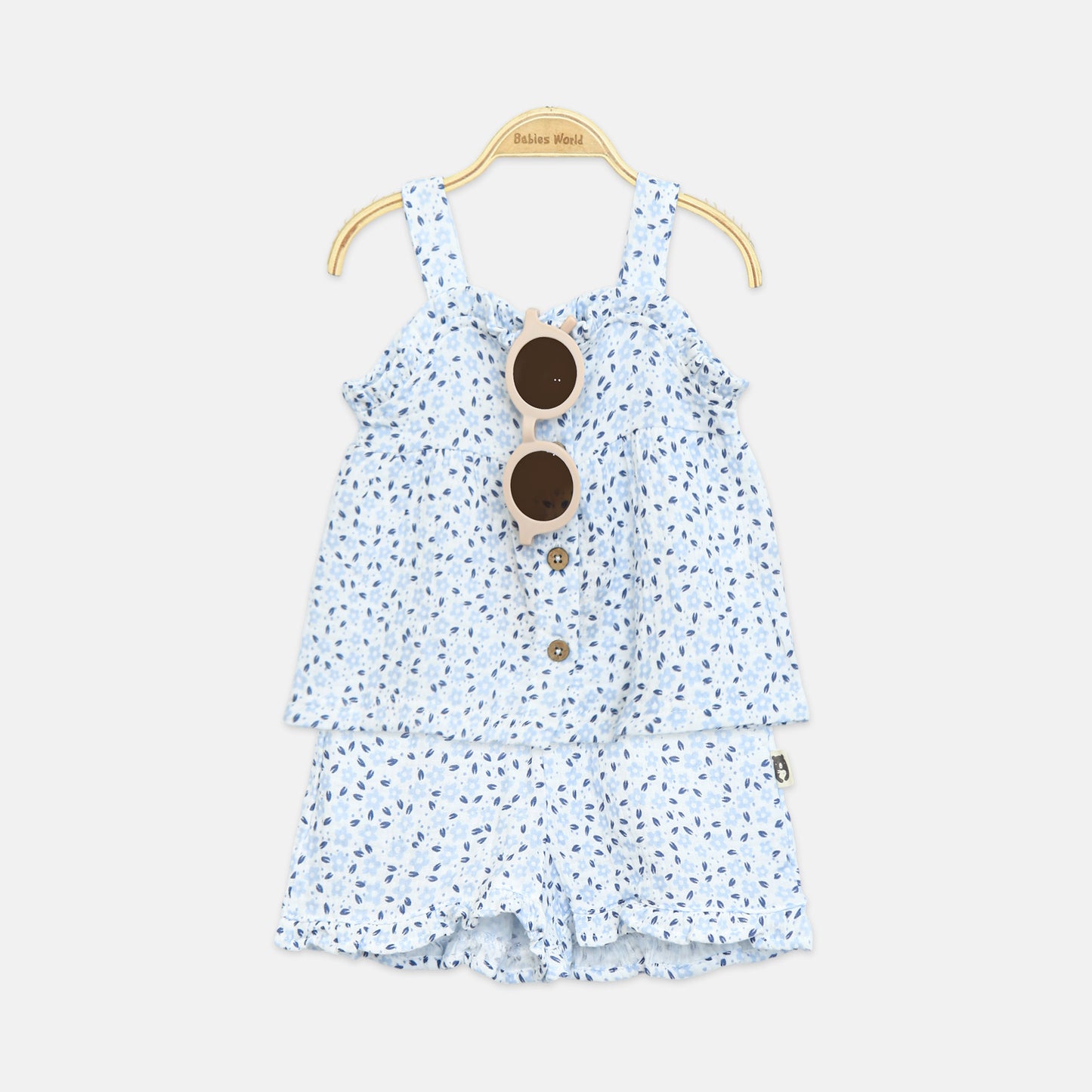 3-Piece Floral Muslin Set With Sunglasses