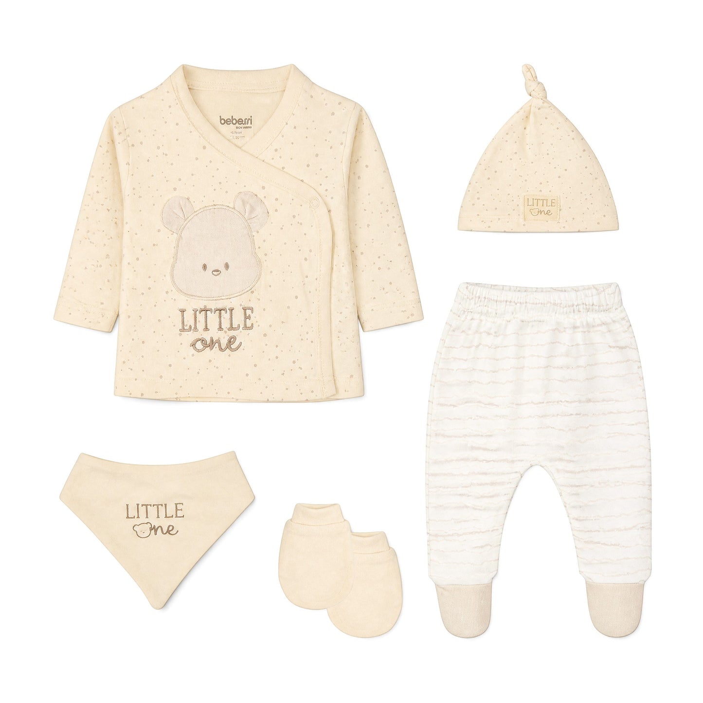 BEIGE "LITTLE ONE" BEAR BABY BOY GIFT SET