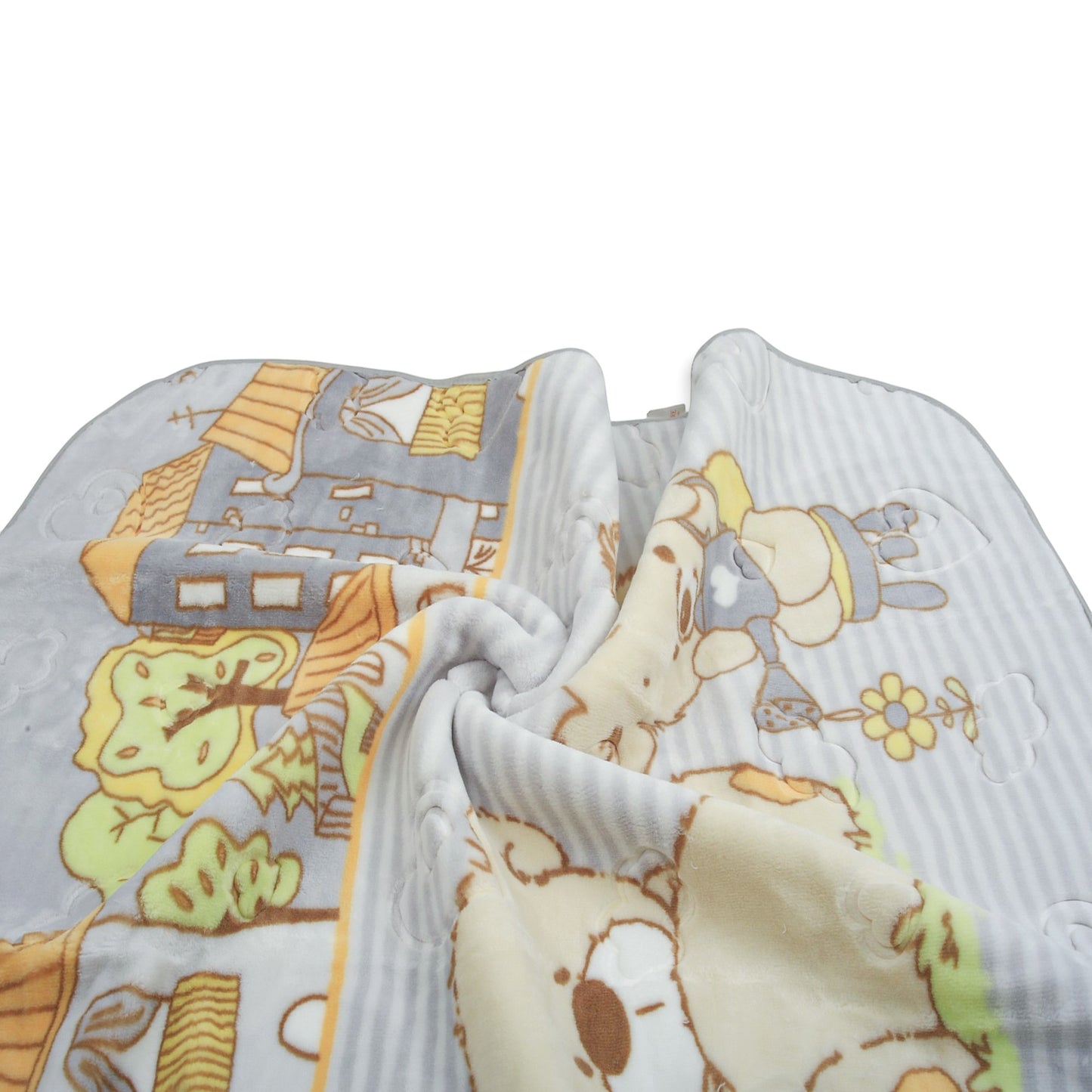 GREY STRIPED TEDDY BEAR BLANKET