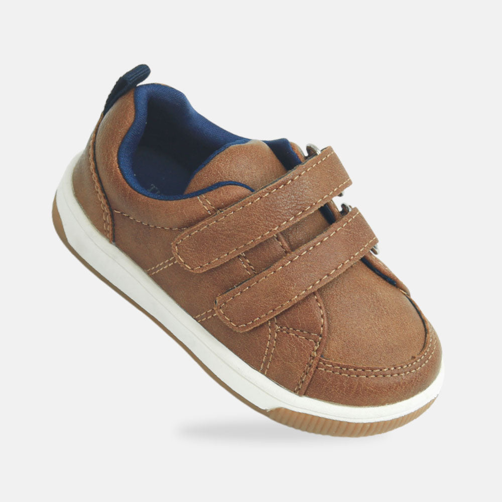 Boys Glossy Brown Sneakers